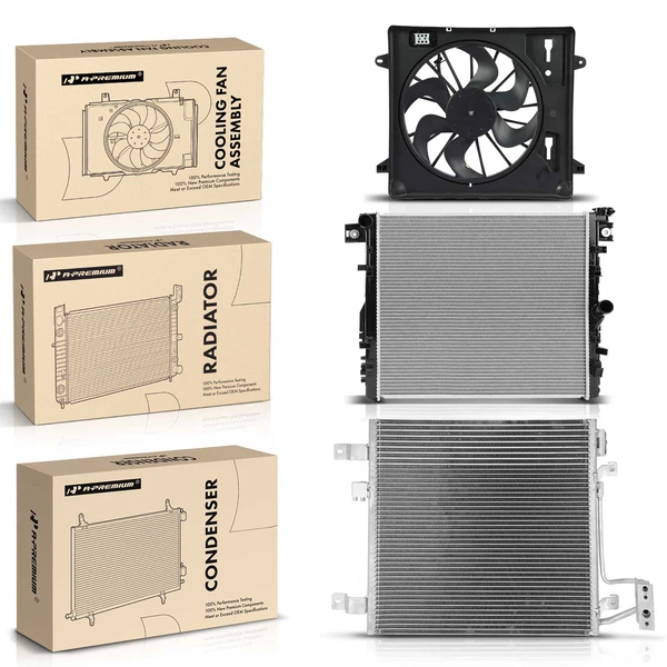 3 Pcs Radiator & AC Condenser & Cooling Fan Kit for Jeep Wrangler 2007-2011 V6 3.8L