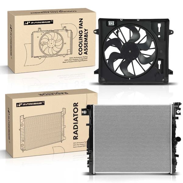 2 Pcs Radiator & Cooling Fan Assembly Kit for Jeep Wrangler 2007-2011