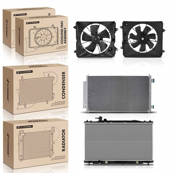 4 Pcs Radiator & AC Condenser & Cooling Fan Kit for 2007-2009 Honda CR-V