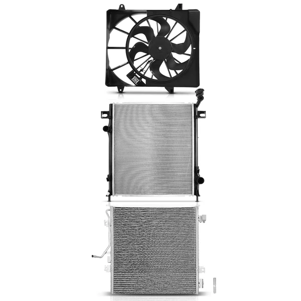 3 Pcs Radiator & AC Condenser & Cooling Fan Kit for 2007-2011 Dodge Nitro