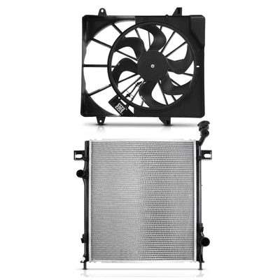 2 Pcs Radiator & Cooling Fan Assembly Kit
