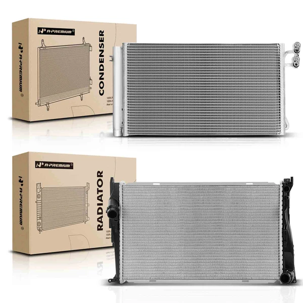Radiator & AC Condenser Cooling Kit for BMW E82 135i E90 335i E92 E93 335is 3.0L