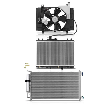 3 Pcs Radiator & AC Condenser & Cooling Fan Kit