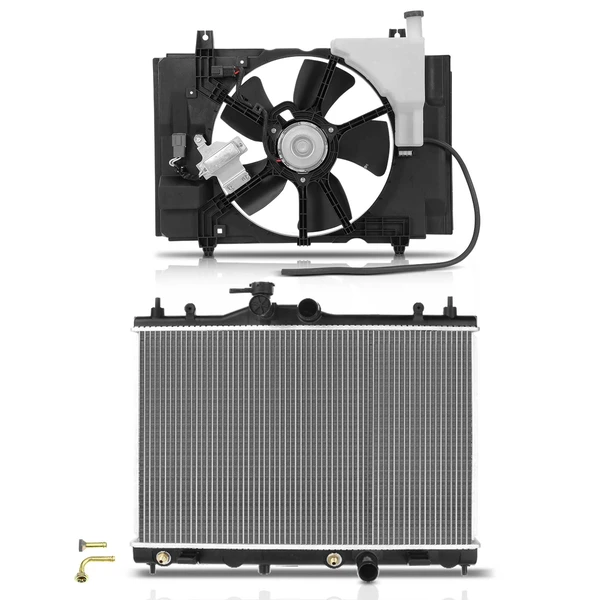 2 Pcs Radiator & Cooling Fan Assembly Kit for 2007-2012 Nissan Versa