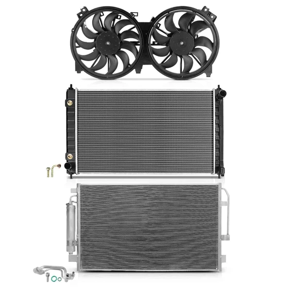 3 Pcs Radiator & AC Condenser & Cooling Fan Kit for Nissan Altima 13-18 Maxima 16-21