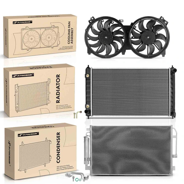 3 Pcs Radiator & AC Condenser & Cooling Fan Kit for Nissan Altima 13-18 Maxima 16-21
