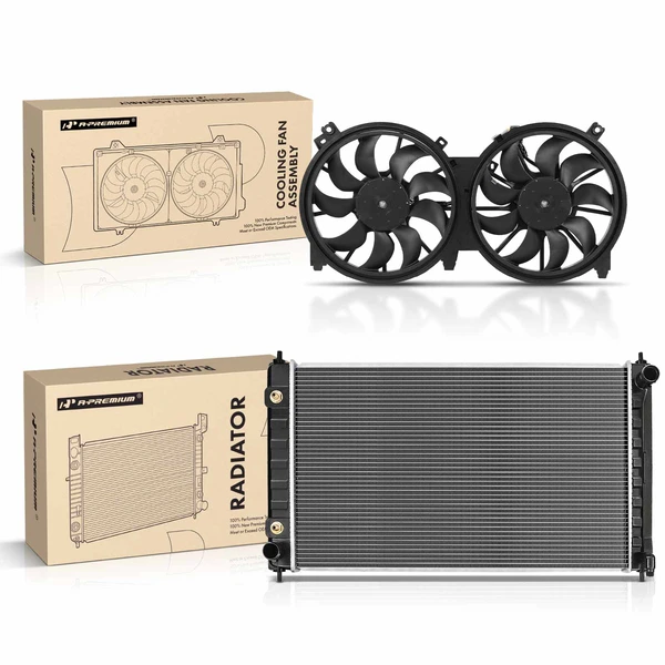 2 Pcs Radiator & Cooling Fan Assembly Kit for Nissan Maxima 2009-2014 3.5L Automatic