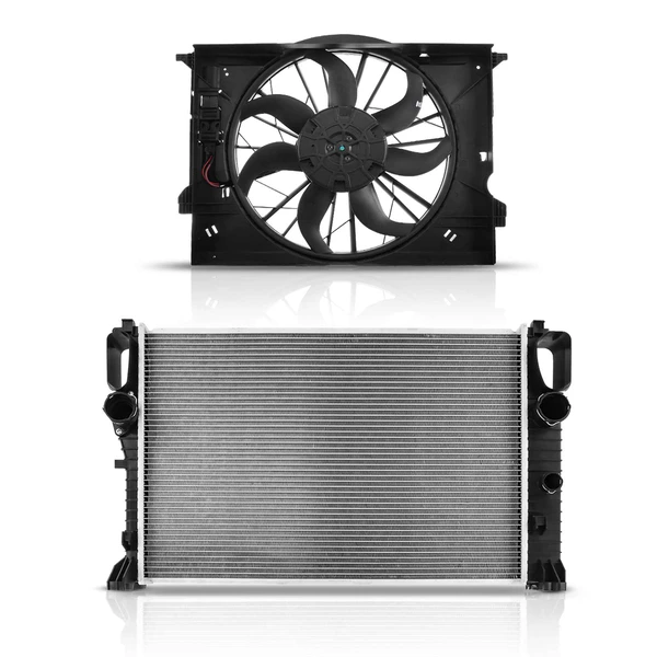 2 Pcs Radiator & Cooling Fan Assembly Kit for 2004-2006 Mercedes-Benz E500