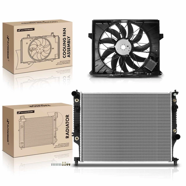 2 Pcs Radiator & Cooling Fan Assembly Kit for 2012 Mercedes-Benz R350