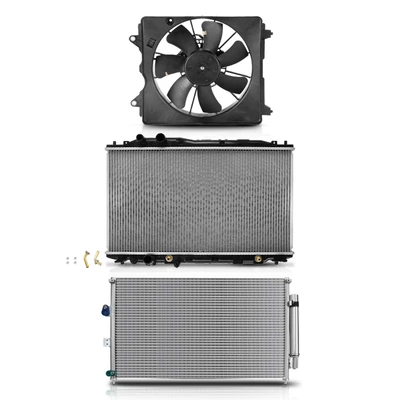 3 Pcs Radiator & AC Condenser & Cooling Fan Kit