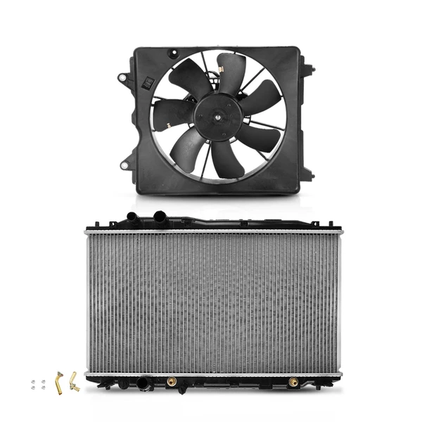 2 Pcs Radiator & Cooling Fan Assembly Kit for Honda Civic 2006-2011 L4 1.3L