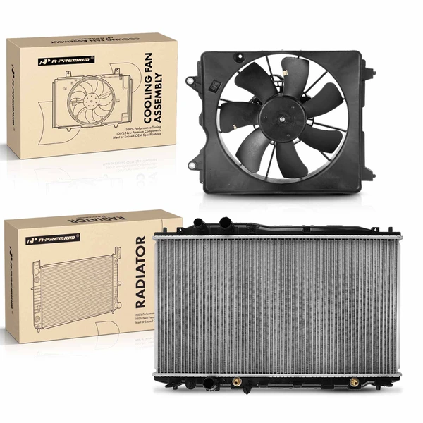 2 Pcs Radiator & Cooling Fan Assembly Kit for Honda Civic 2006-2011 L4 1.3L