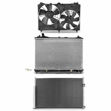 3 Pcs Radiator & AC Condenser & Cooling Fan Kit for Suzuki Grand Vitara L4 2.4L V6 3.2L