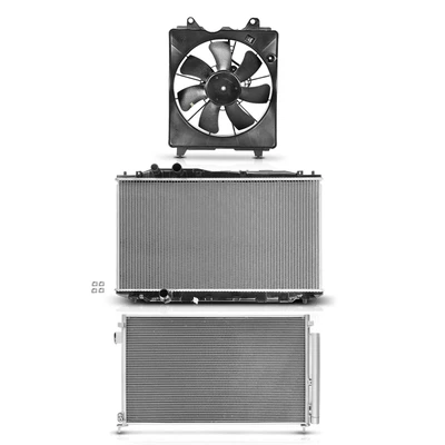 3 Pcs Radiator & AC Condenser & Cooling Fan Kit