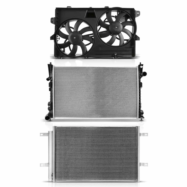 3 Pcs Radiator & AC Condenser & Cooling Fan Kit for Ford Edge 2007-2010 Lincoln MKX