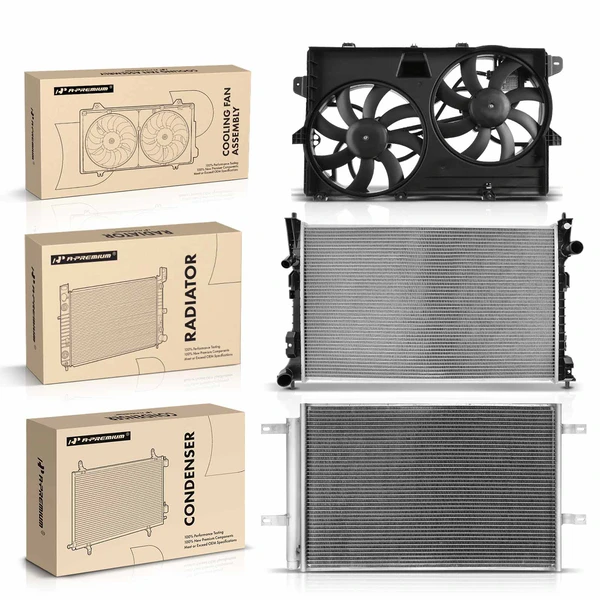 3 Pcs Radiator & AC Condenser & Cooling Fan Kit for Ford Edge 2007-2010 Lincoln MKX
