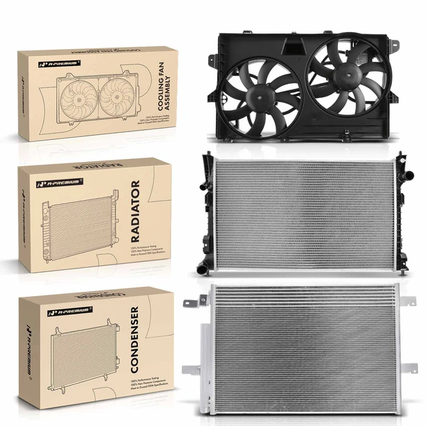 3 Pcs Radiator & AC Condenser & Cooling Fan Kit for Ford Edge 2011-2014 Lincoln MKX