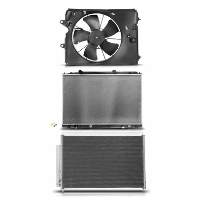 3 Pcs Radiator & AC Condenser & Cooling Fan Kit