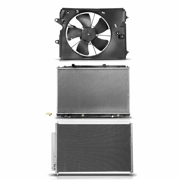 3 Pcs Radiator & AC Condenser & Cooling Fan Kit for Acura MDX 2007-2009 V6 3.7L
