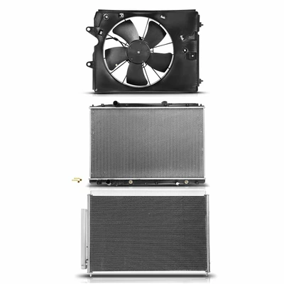 3 Pcs Radiator & AC Condenser & Cooling Fan Kit