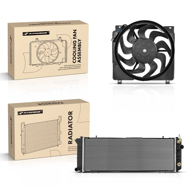 2 Pcs Radiator & Cooling Fan Assembly Kit for Jeep Cherokee Comanche Wagoneer 1987-1990