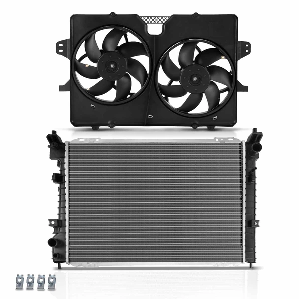 2 Pcs Radiator & Cooling Fan Assembly Kit for Ford Escape 2008-2012 Mercury Mariner V6 3.0L