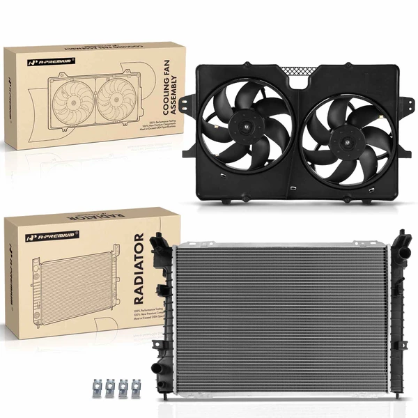 2 Pcs Radiator & Cooling Fan Assembly Kit for Ford Escape 2008-2012 Mercury Mariner V6 3.0L