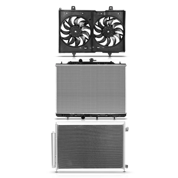 3 Pcs Radiator & AC Condenser & Cooling Fan Kit for Nissan Rogue 2008-2013 Rogue Select