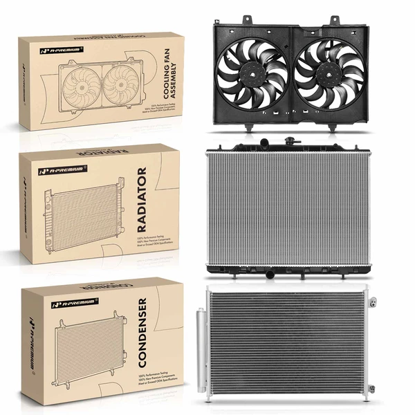 3 Pcs Radiator & AC Condenser & Cooling Fan Kit for Nissan Rogue 2008-2013 Rogue Select