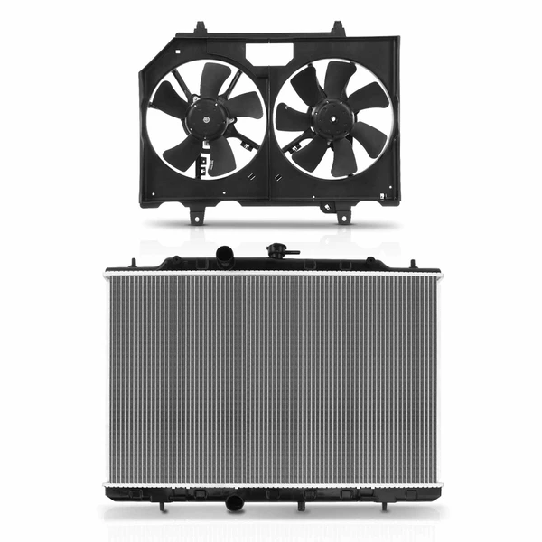 2 Pcs Radiator & Cooling Fan Assembly Kit for Nissan X-Trail 2013 L4 2.5L SUV