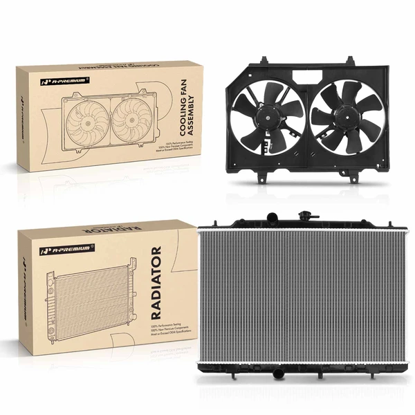 2 Pcs Radiator & Cooling Fan Assembly Kit for Nissan X-Trail 2013 L4 2.5L SUV