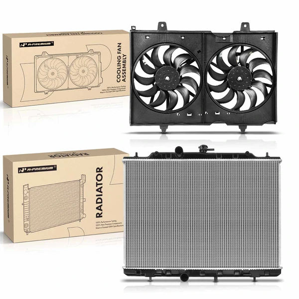 2 Pcs Radiator & Cooling Fan Assembly Kit for Nissan Rogue 08-13 Rogue Select L4 2.5L