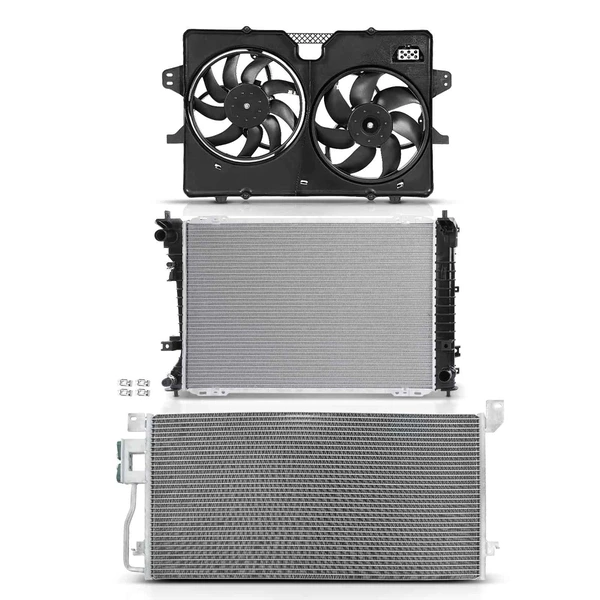 3 Pcs Radiator & AC Condenser & Cooling Fan Kit for Ford Escape 2009-2012 L4 2.5L