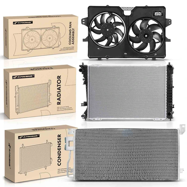 3 Pcs Radiator & AC Condenser & Cooling Fan Kit for Ford Escape 2009-2012 L4 2.5L