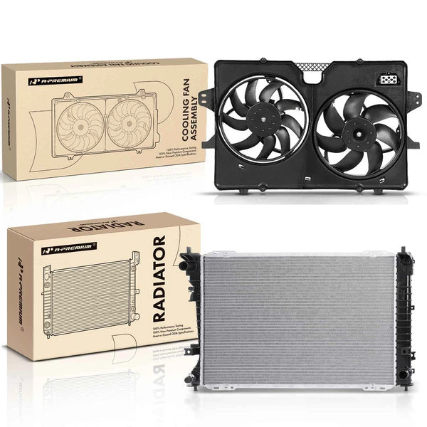 2 Pcs Radiator & Cooling Fan Assembly Kit for Ford Escape 2008-2012 Mercury Mariner L4 2.3L 2.5L