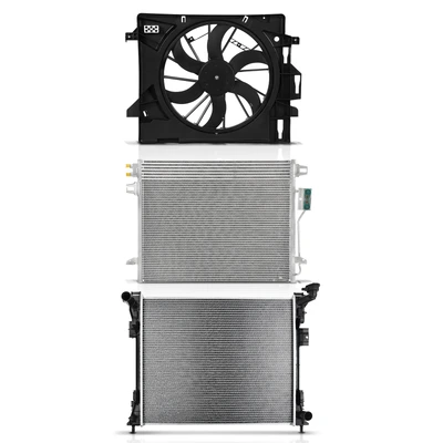 3 Pcs Radiator & AC Condenser & Cooling Fan Kit