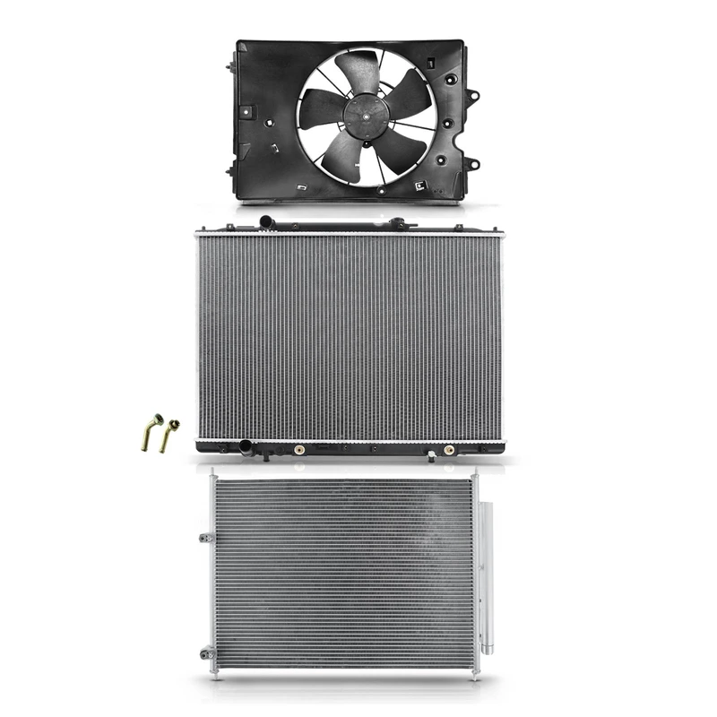 3 Pcs Radiator & AC Condenser & Cooling Fan Kit for Honda Ridgeline 2009-2014 V6 3.5L