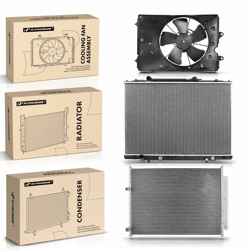 3 Pcs Radiator & AC Condenser & Cooling Fan Kit for Honda Ridgeline 2009-2014 V6 3.5L