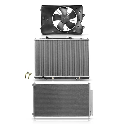 3 Pcs Radiator & AC Condenser & Cooling Fan Kit