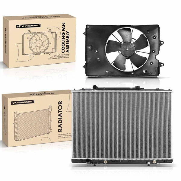 2 Pcs Radiator & Cooling Fan Assembly Kit for Honda Pilot 2009-2015 Ridgeline V6 3.5L