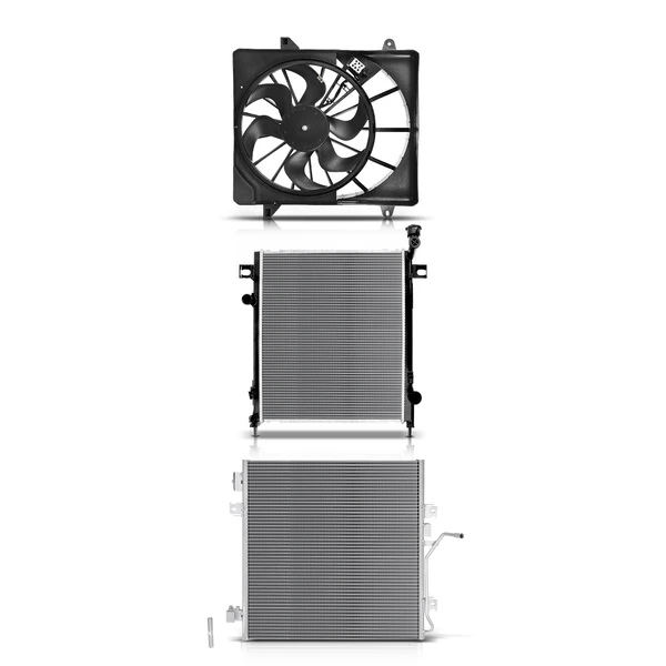 3 Pcs Radiator & AC Condenser & Cooling Fan Kit for Jeep Liberty 2008-2012 V6 3.7L