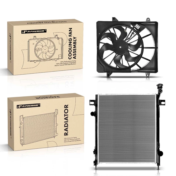 2 Pcs Radiator & Cooling Fan Assembly Kit for Jeep Liberty 2008-2012 V6 3.7L