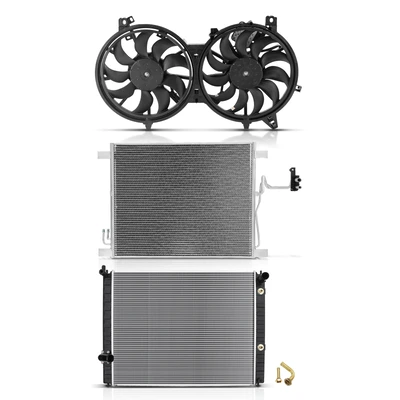 3 Pcs Radiator & AC Condenser & Cooling Fan Kit
