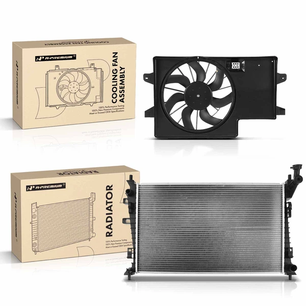 2 Pcs Radiator & Cooling Fan Assembly Kit for Ford Focus 2008-2011 L4 2.0L