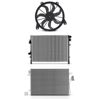 3 Pcs Radiator & AC Condenser & Cooling Fan Kit