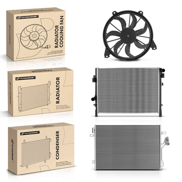 3 Pcs Radiator & AC Condenser & Cooling Fan Kit for Dodge Journey 2009-2010 2.4L 3.5L