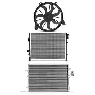 3 Pcs Radiator & AC Condenser & Cooling Fan Kit