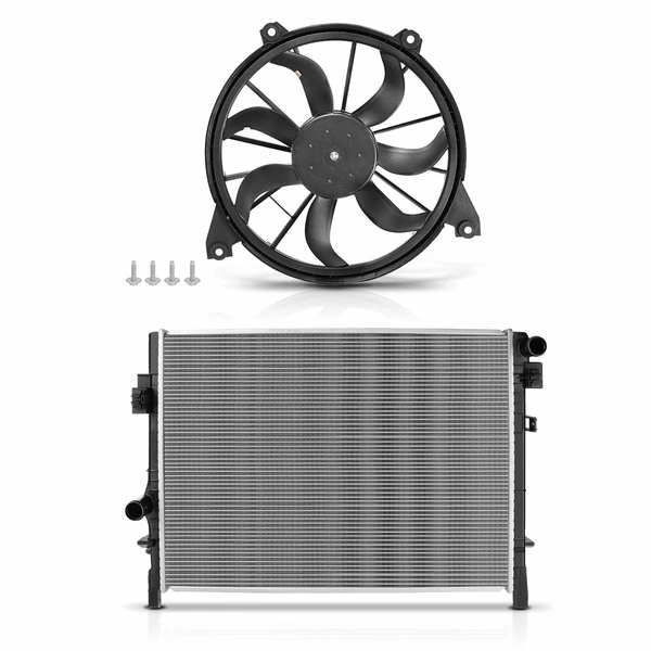 2 Pcs Radiator & Cooling Fan Assembly Kit for 2009-2020 Dodge Journey