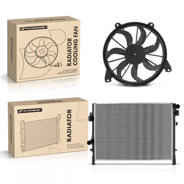 2 Pcs Radiator & Cooling Fan Assembly Kit for Dodge Journey 2009-2020 2.4L 3.5L 3.6L