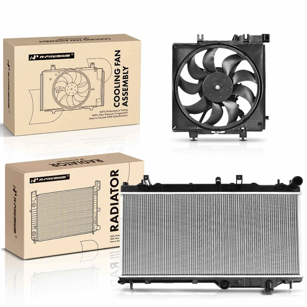 2 Pcs Radiator & Cooling Fan Assembly Kit for Subaru Impreza 2008-2014 2.5L